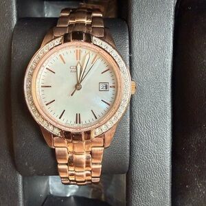 Citizen Eco Drive Rose Gold Crystal Watch